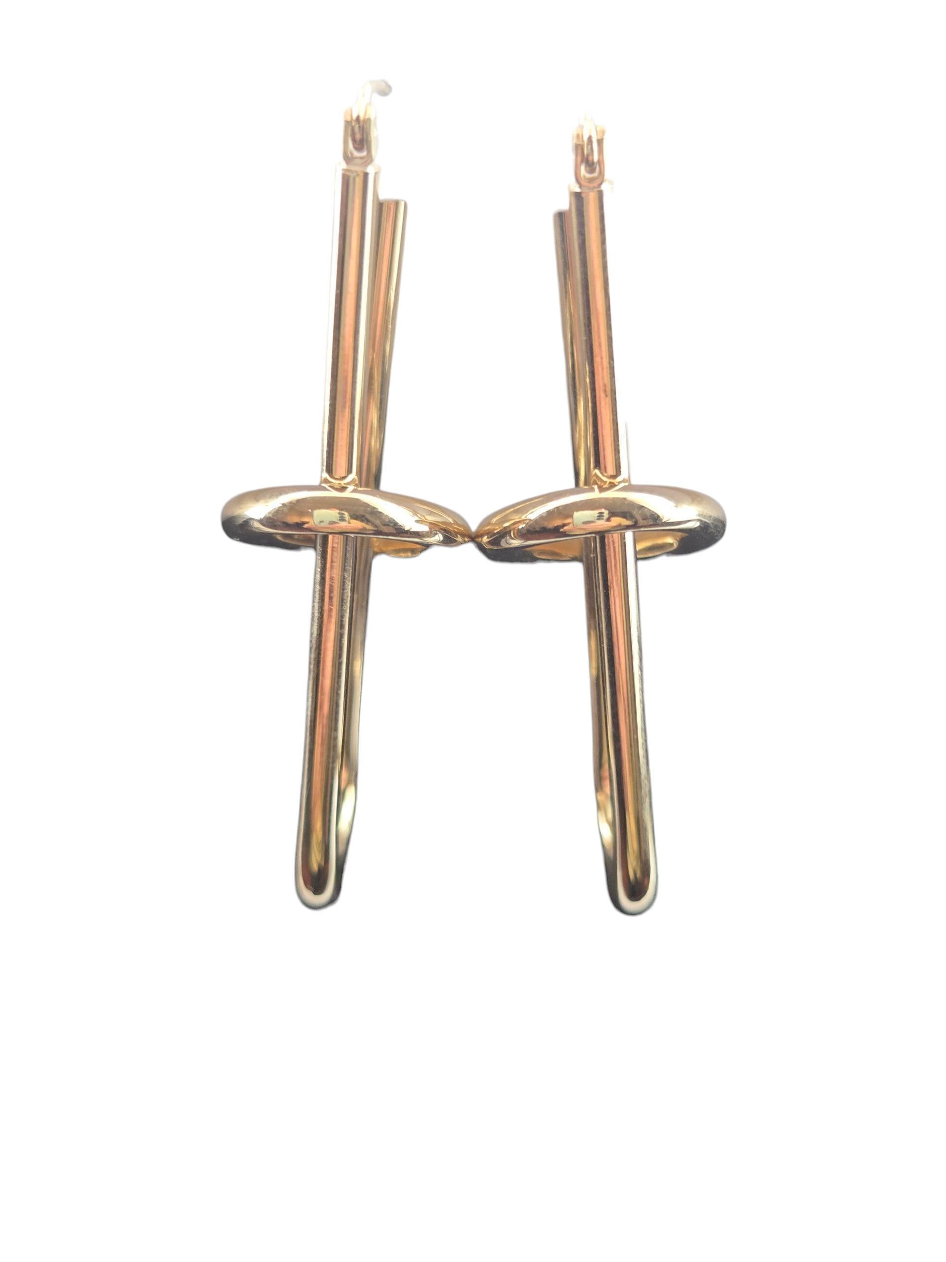 Orecchini a cerchio ovali lunghi in oro giallo 14k #23147