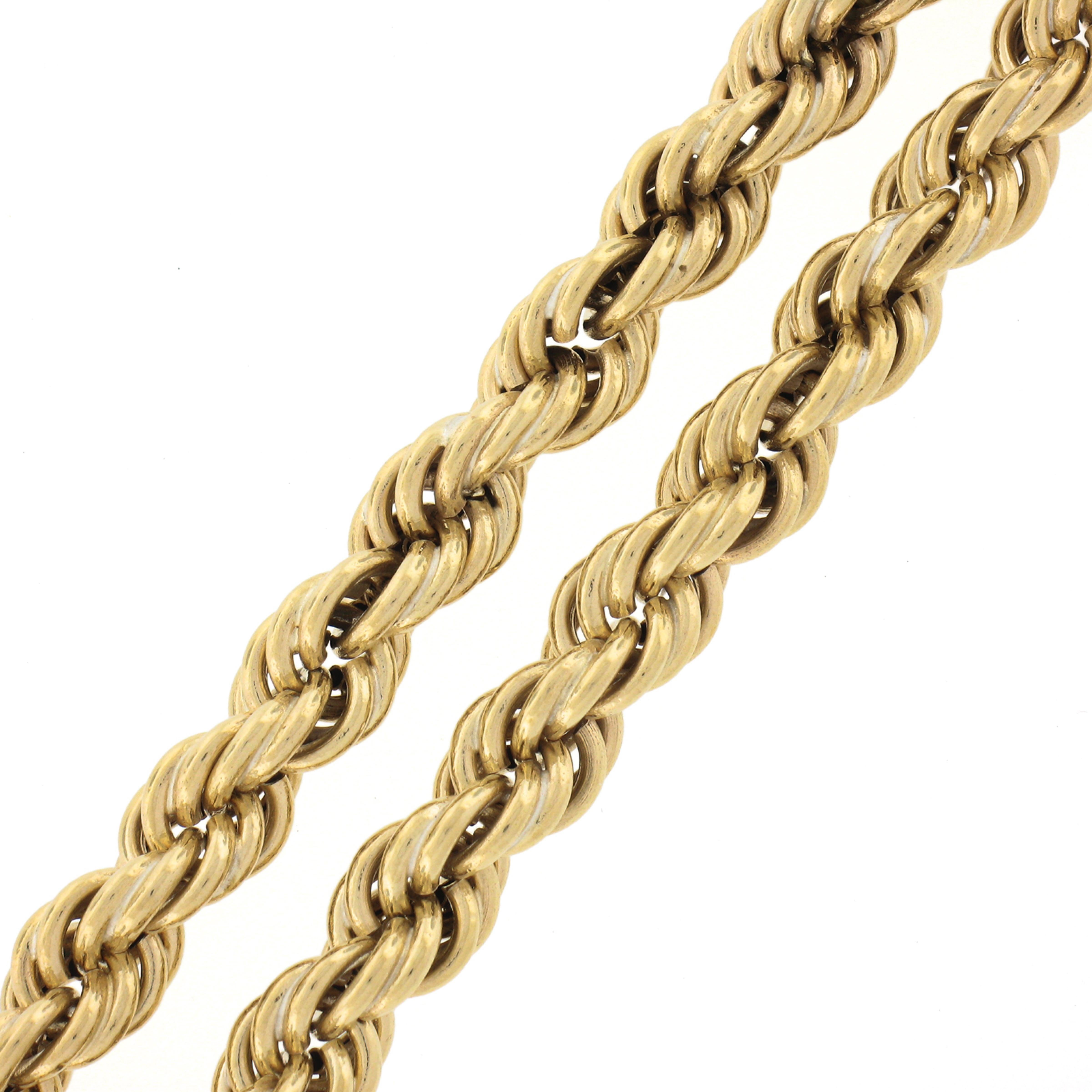 14K Gelbgold Lange Seilkette Texturierte Knoten Slide Dual Quaste Lariat Halskette im Angebot 3