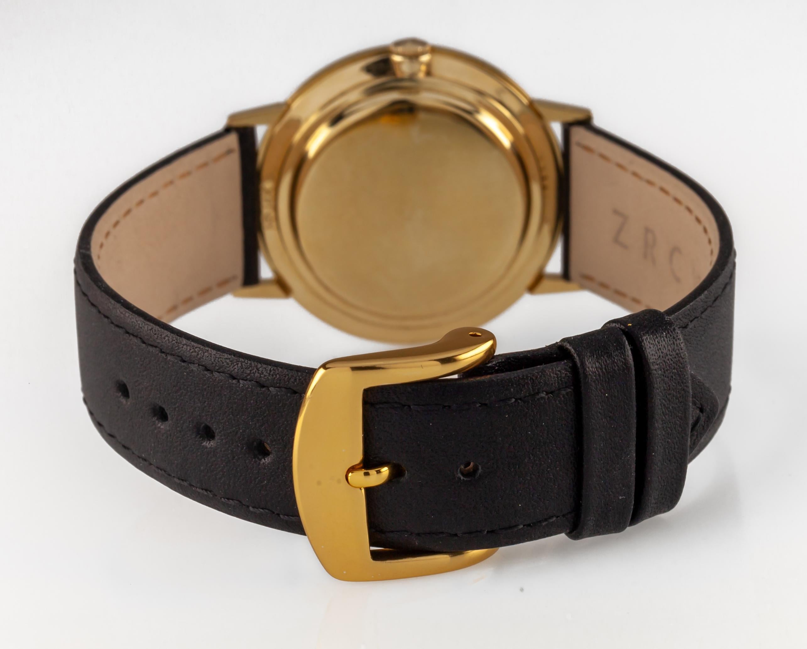 14k Gelbgold Longines Herren Hand-Winding-Uhr mit Lederband 23.Z (Moderne) im Angebot