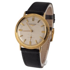 14k Yellow Gold Longines Mens Hand-Winding Watch w/ Leather Band 23.Z