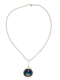 14K Yellow Gold Lotus Flower Pendant Box Chain #23890