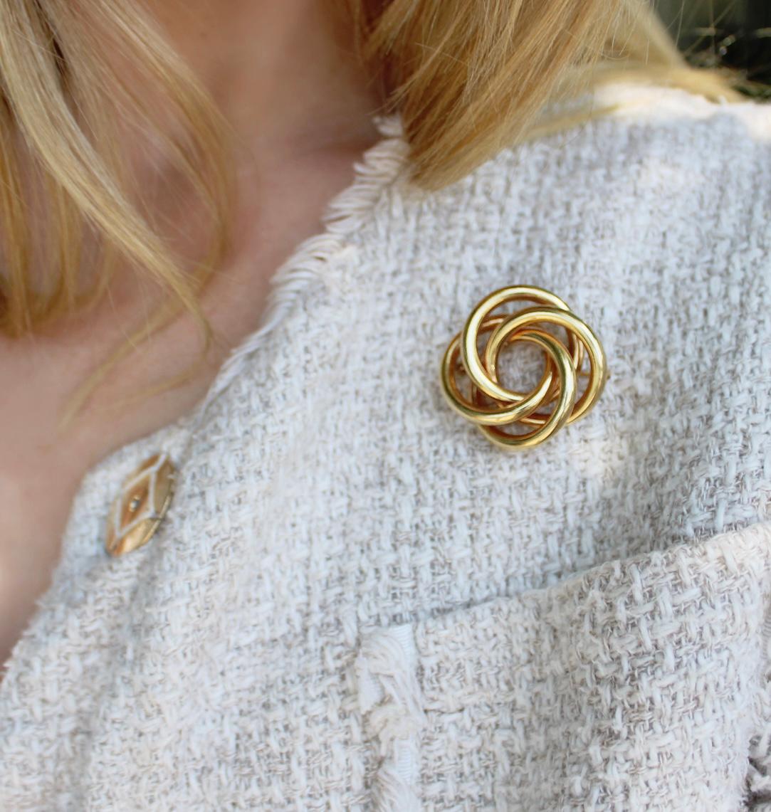  Épingle à cheveux en or jaune 14k avec nœud d'amour Unisexe 