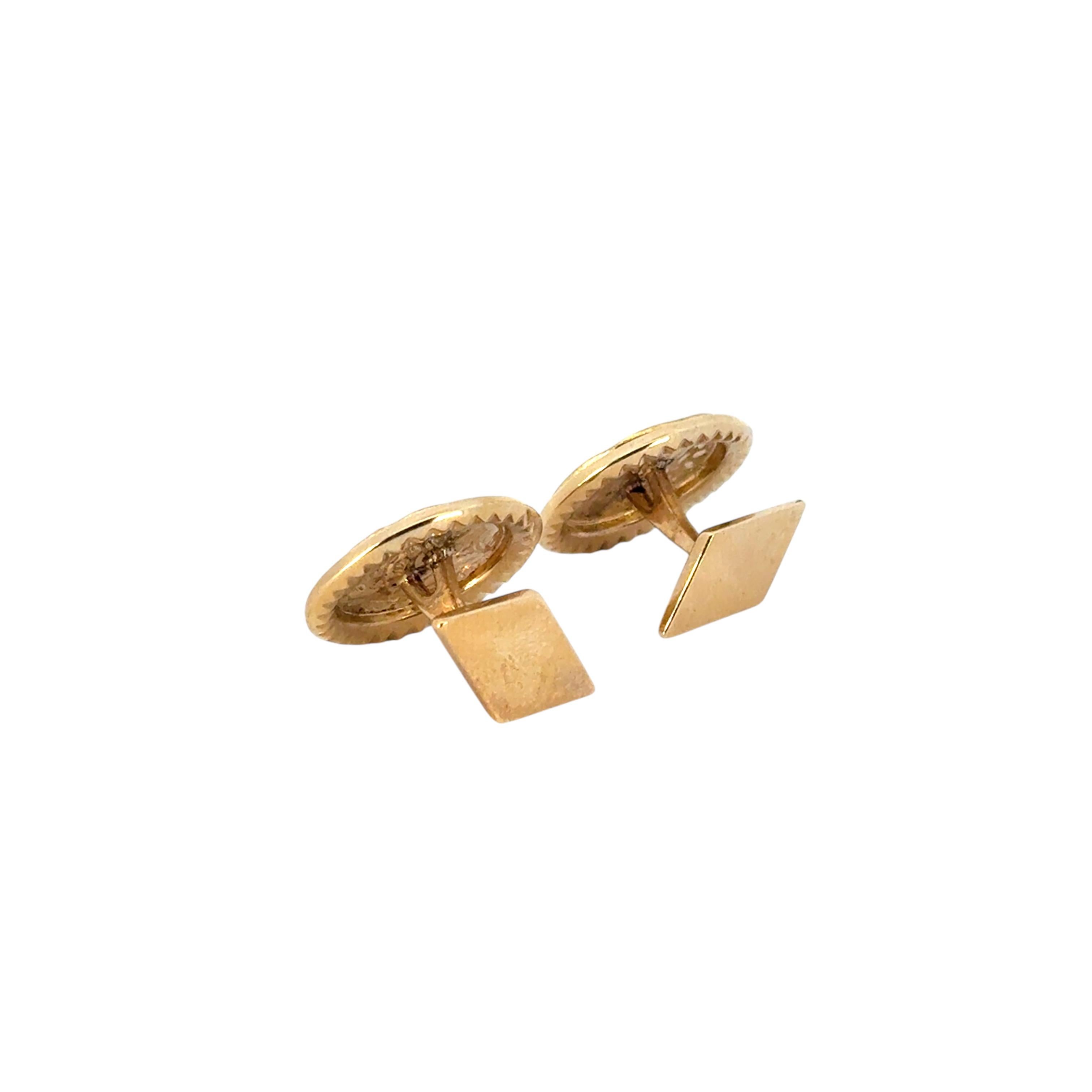 14k Yellow Gold Lucien Piccard Coin Black Spinel Cufflinks For Sale 6
