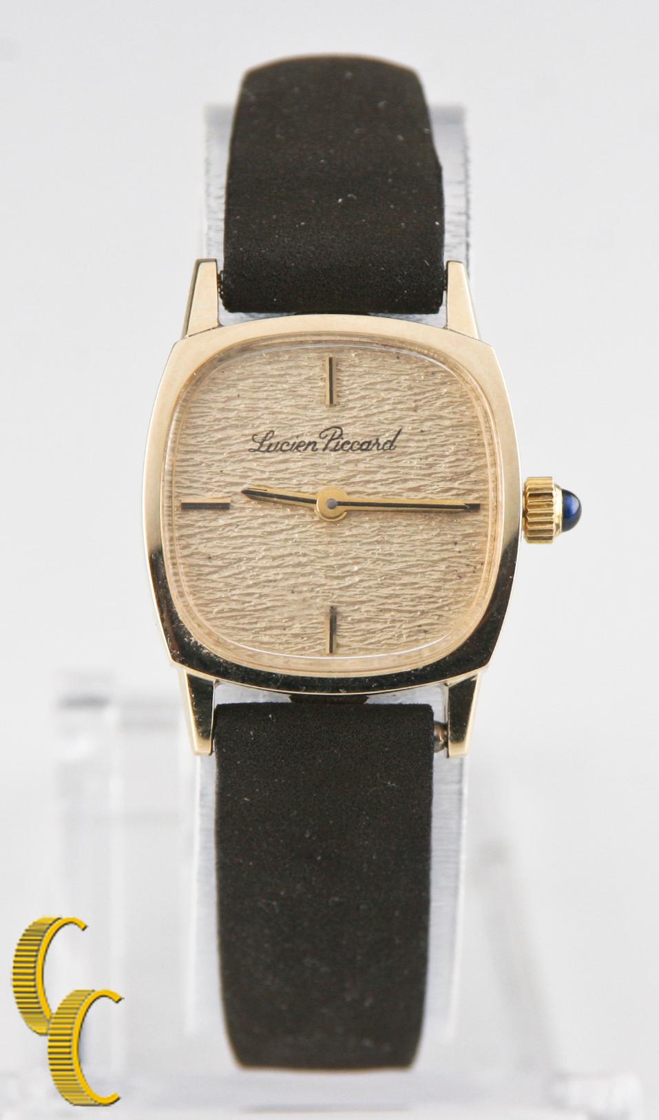14k Gelbgold Lucien Piccard Damenuhr, handgeflügelt, Lucien im Zustand „Gut“ im Angebot in Van Nuys, CA