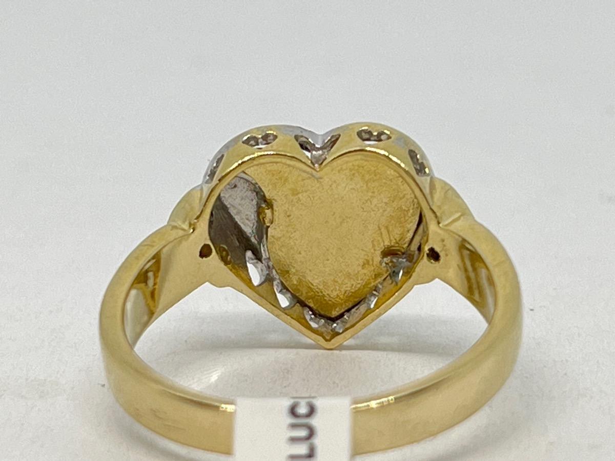 Bague pour femme « Lucky » en or jaune 14 carats avec zirconia cubique, 4,7 g, taille 7,5 Unisexe en vente