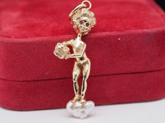 14k Yellow Gold M. Hime Cyvra Signed Gift Box Pearl Pendant