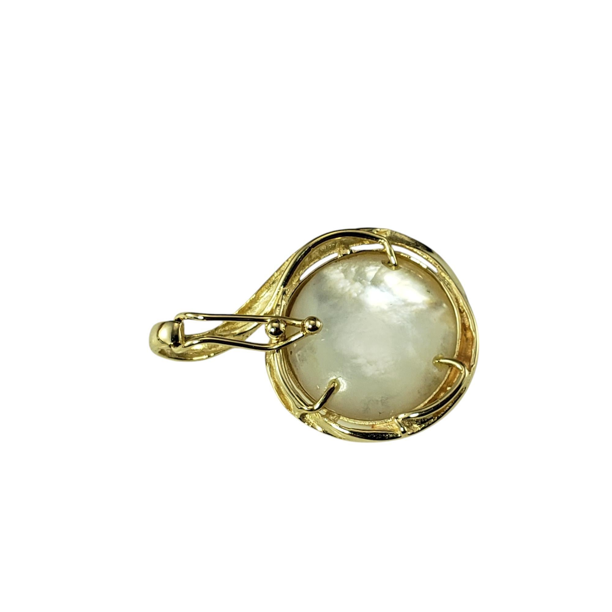 Women's 14K Yellow Gold Mabe Pearl and Diamond Enhancer Pendant #22287 For Sale