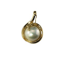 14K Yellow Gold Mabe Pearl and Diamond Enhancer Pendant #22287