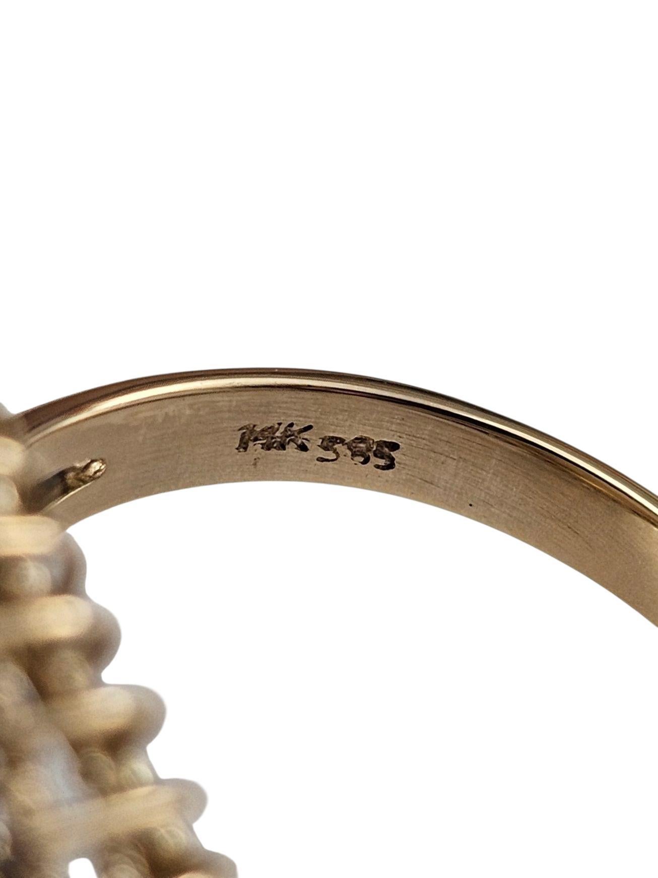 Anello con perle e diamanti Mabe in oro giallo 14K misura 7 #23549 In condizioni buone in vendita a Washington Depot, CT