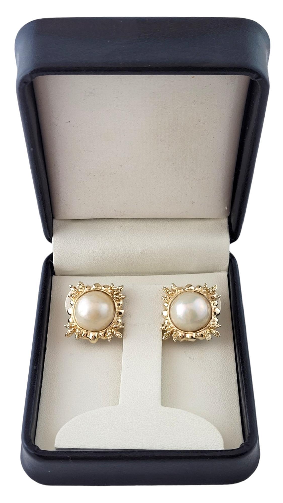 14K Yellow Gold Mabe Pearl Clip-on Earrings #16443 For Sale 1