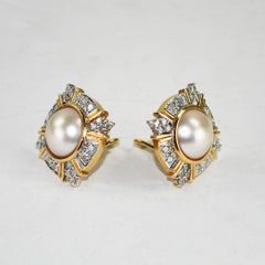 Orecchini con perle e diamanti Mabe in oro giallo 14K 1,50ct