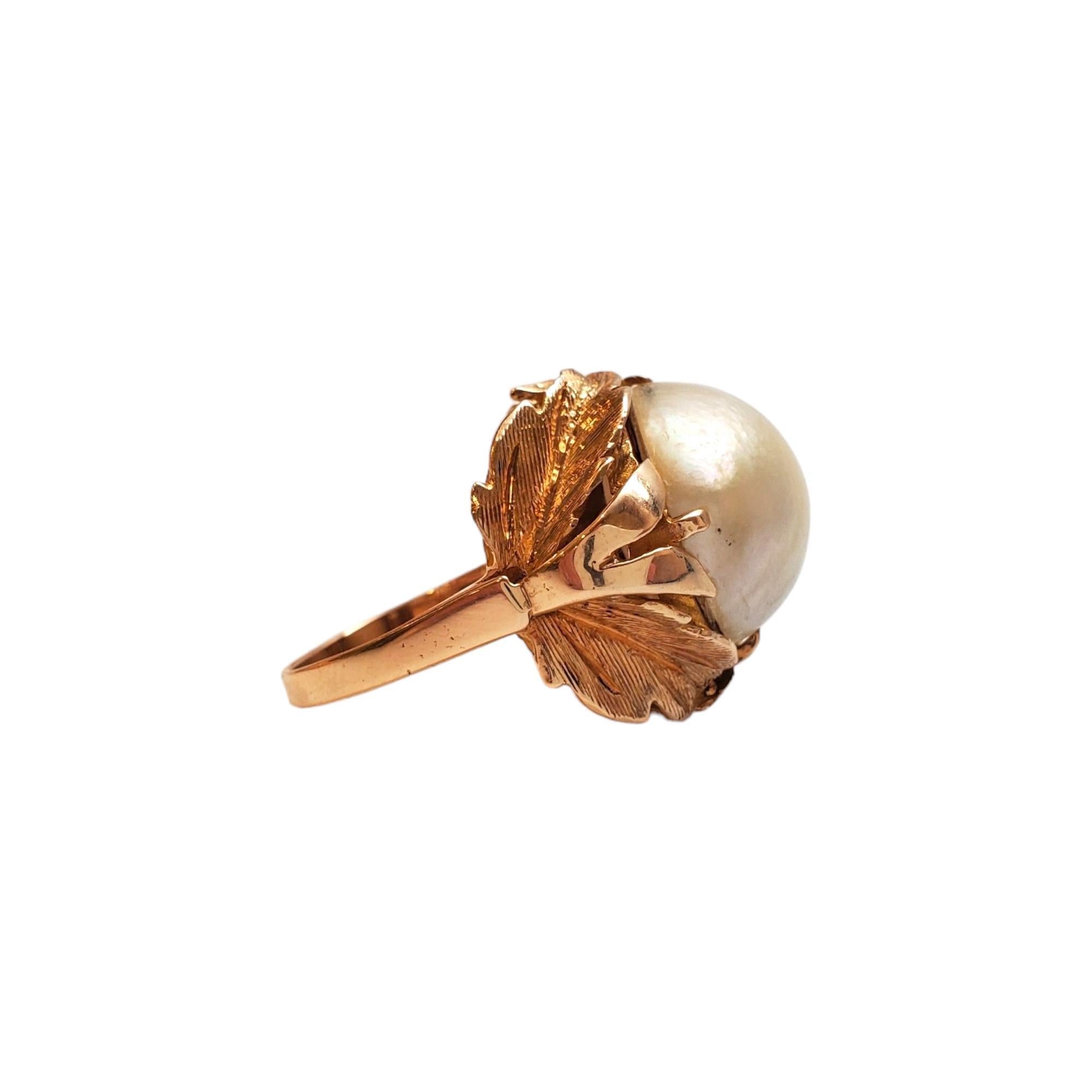 Bague en or jaune 14K avec dôme en perle de Mabe #17737 Bon état - En vente à Washington Depot, CT