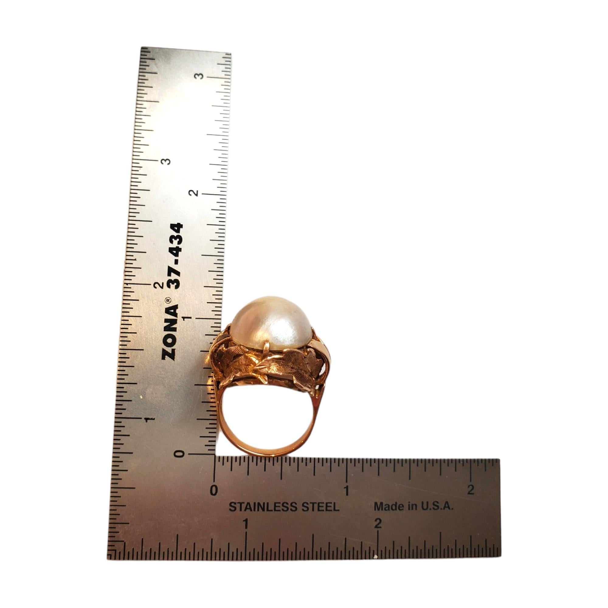 Bague en or jaune 14K avec dôme en perle de Mabe #17737 en vente 2