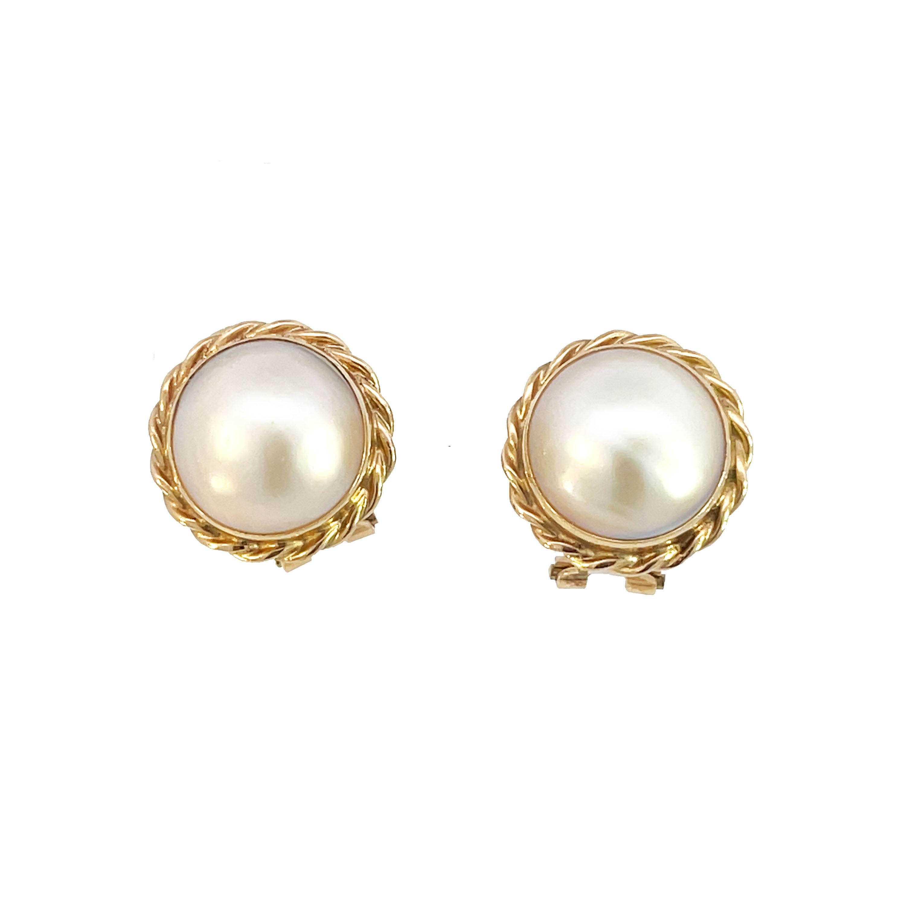 mabe pearl earrings 14k