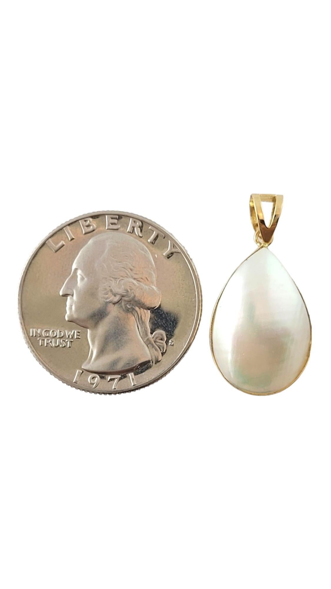 Women's 14K Yellow Gold Mabe Pearl Pendant #16897 For Sale