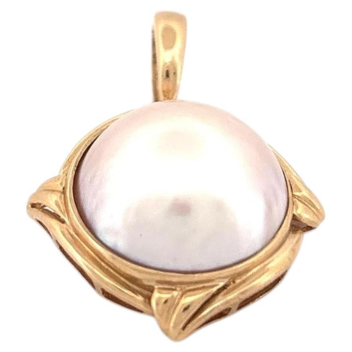 14K Yellow Gold Mabe Pearl Pendant Bezel Set with Large Bail