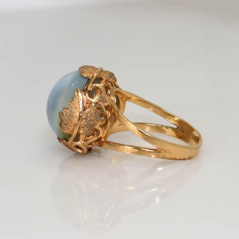 Bague en or jaune 14K avec perle Mabe 7.6g Excellent état - En vente à Laguna Beach, CA