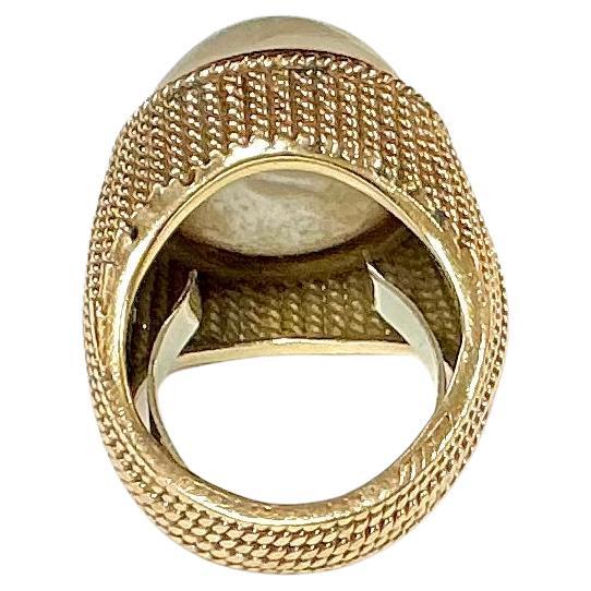 Anello con perle Mabe in oro giallo 14K in vendita 2