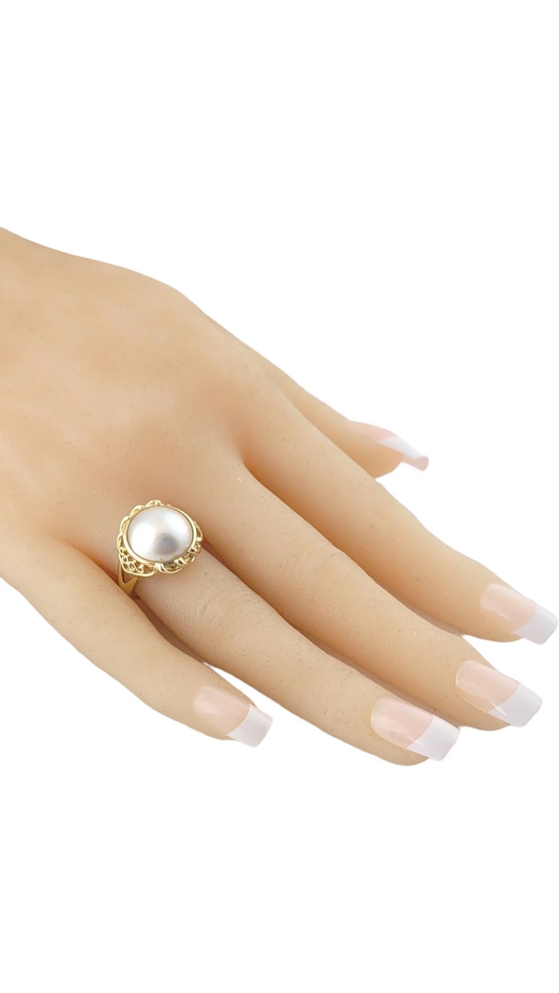 14K Yellow Gold Mabe Pearl Ring Size 6.25 #16366 For Sale 1