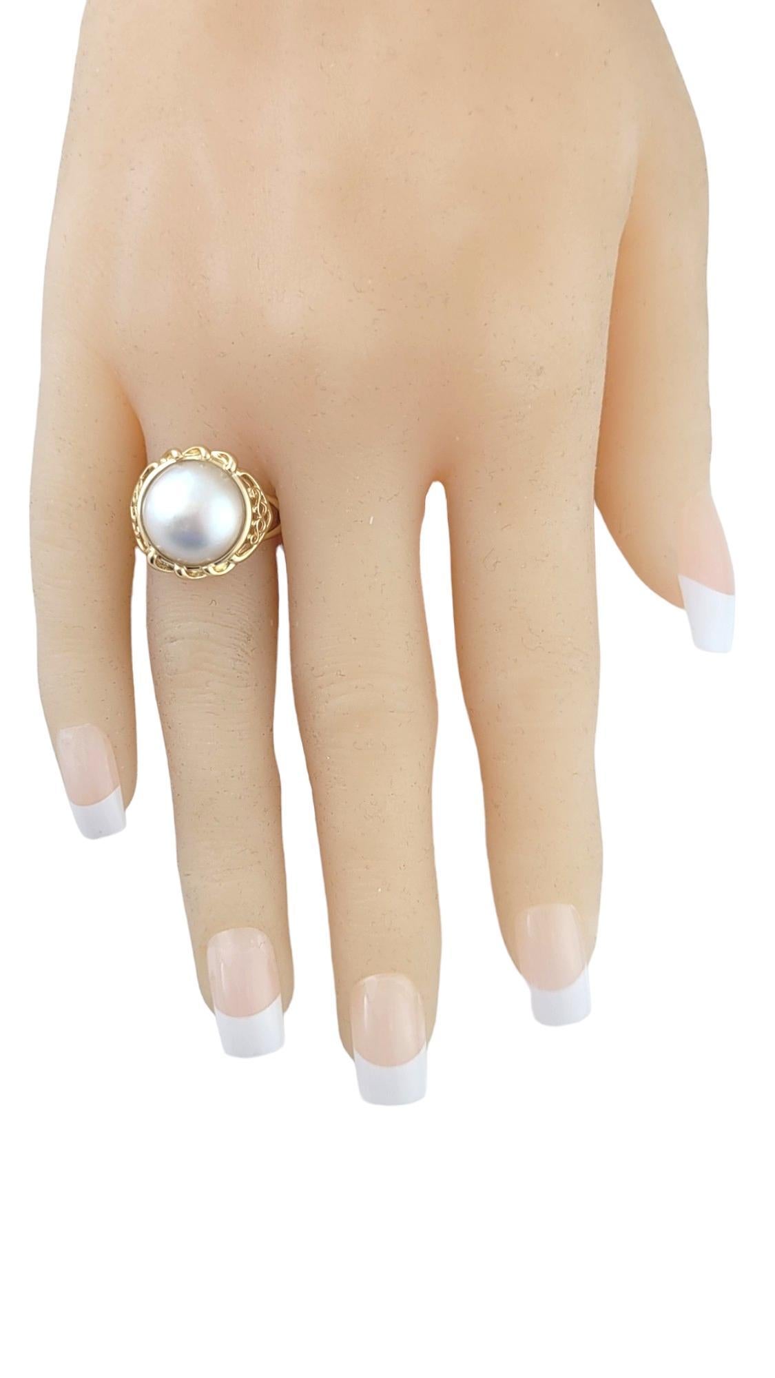 14K Yellow Gold Mabe Pearl Ring Size 6.25 #16366 For Sale 2