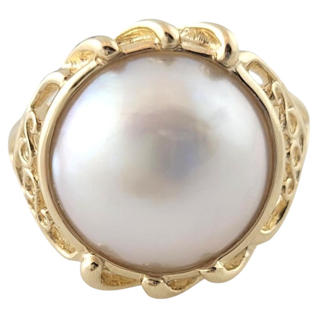 14K Yellow Gold Mabe Pearl Ring Size 6.25 #16366 For Sale