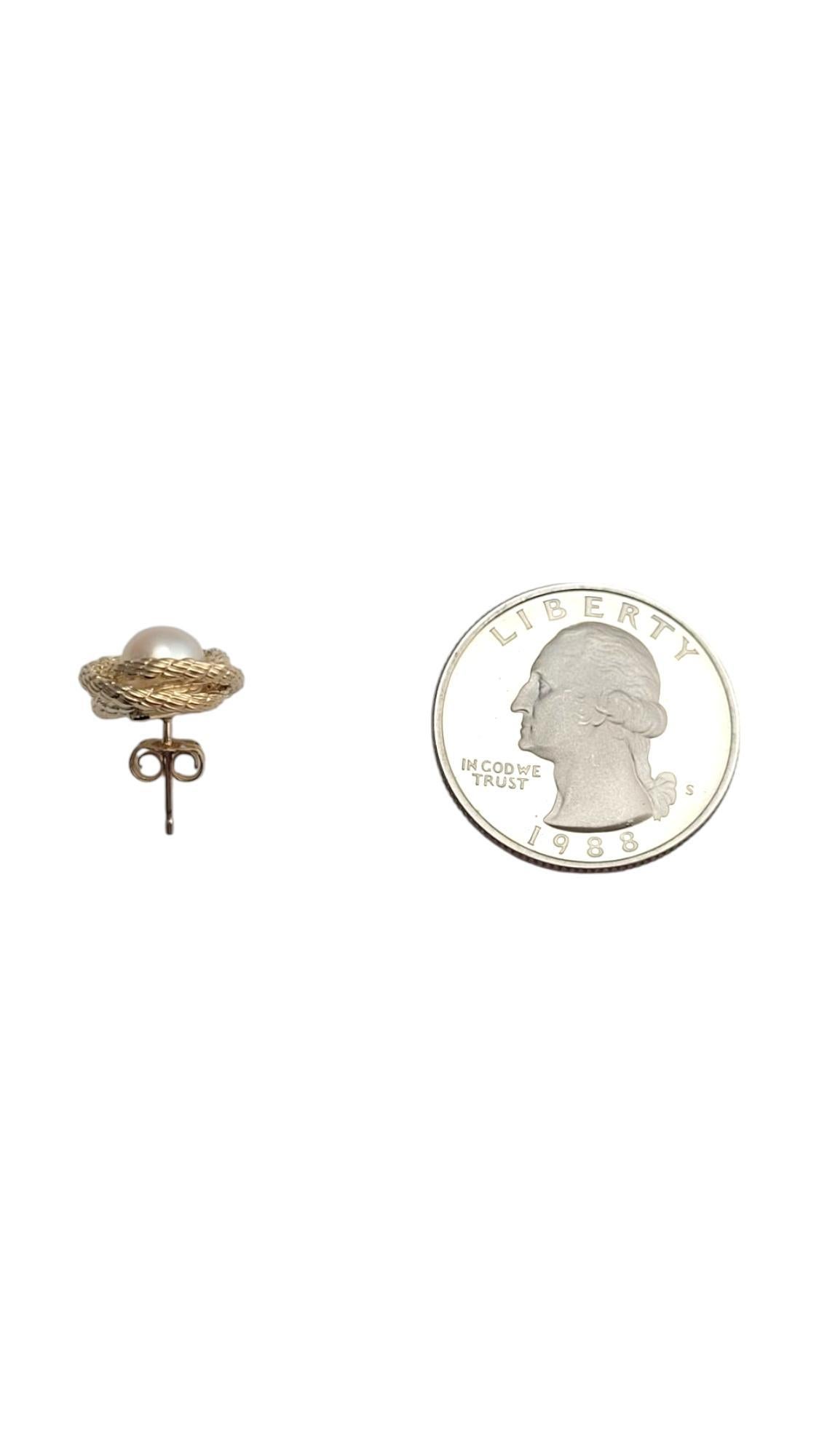 Women's 14K Yellow Gold Mabe Pearl Stud Earrings #21091 For Sale