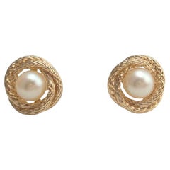Pendientes de oro amarillo de 14 quilates con perla Mabe #21091