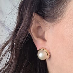 14K Yellow Gold Mabe Pearl Stud Earrings