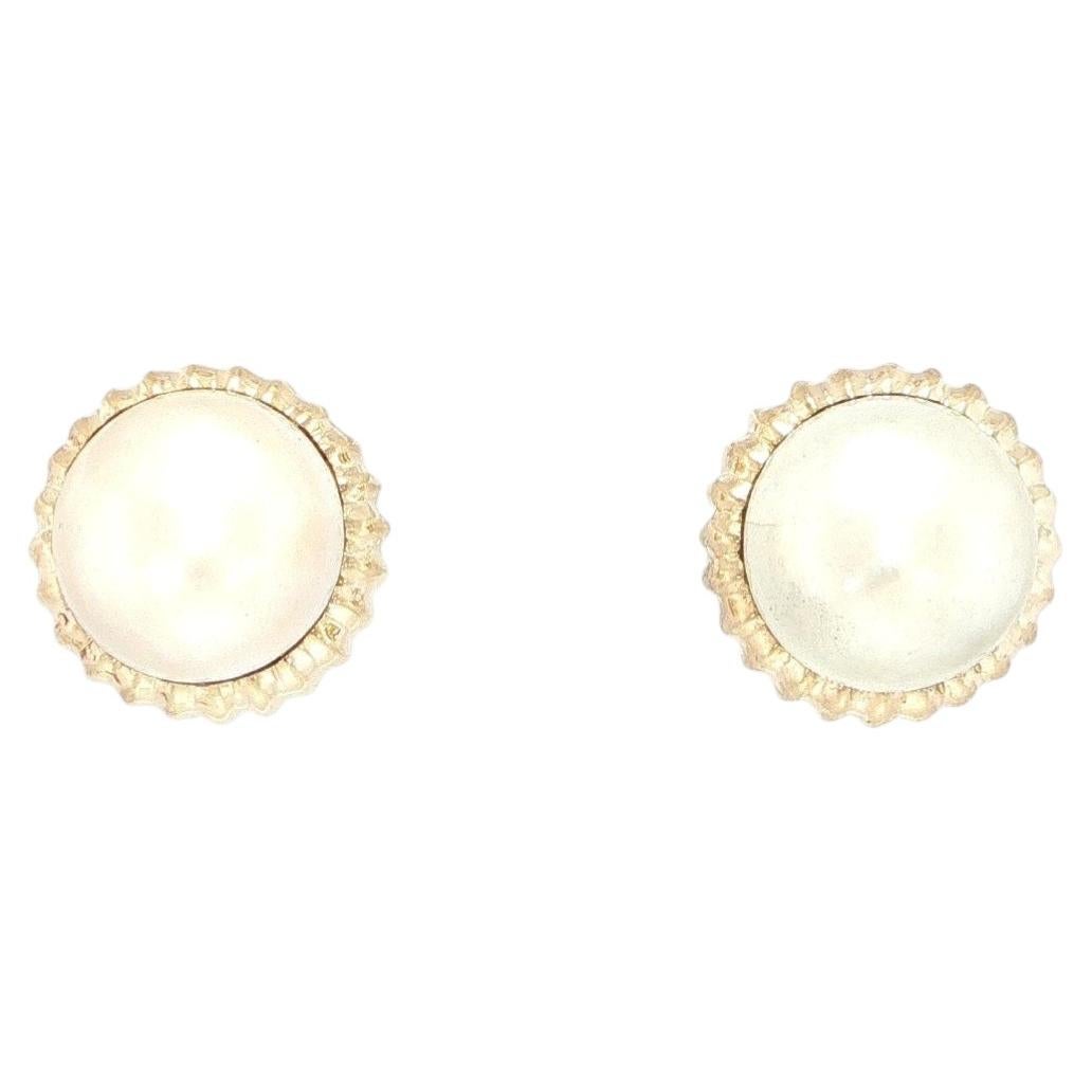 14K Yellow Gold Mabe Pearl Stud Earrings