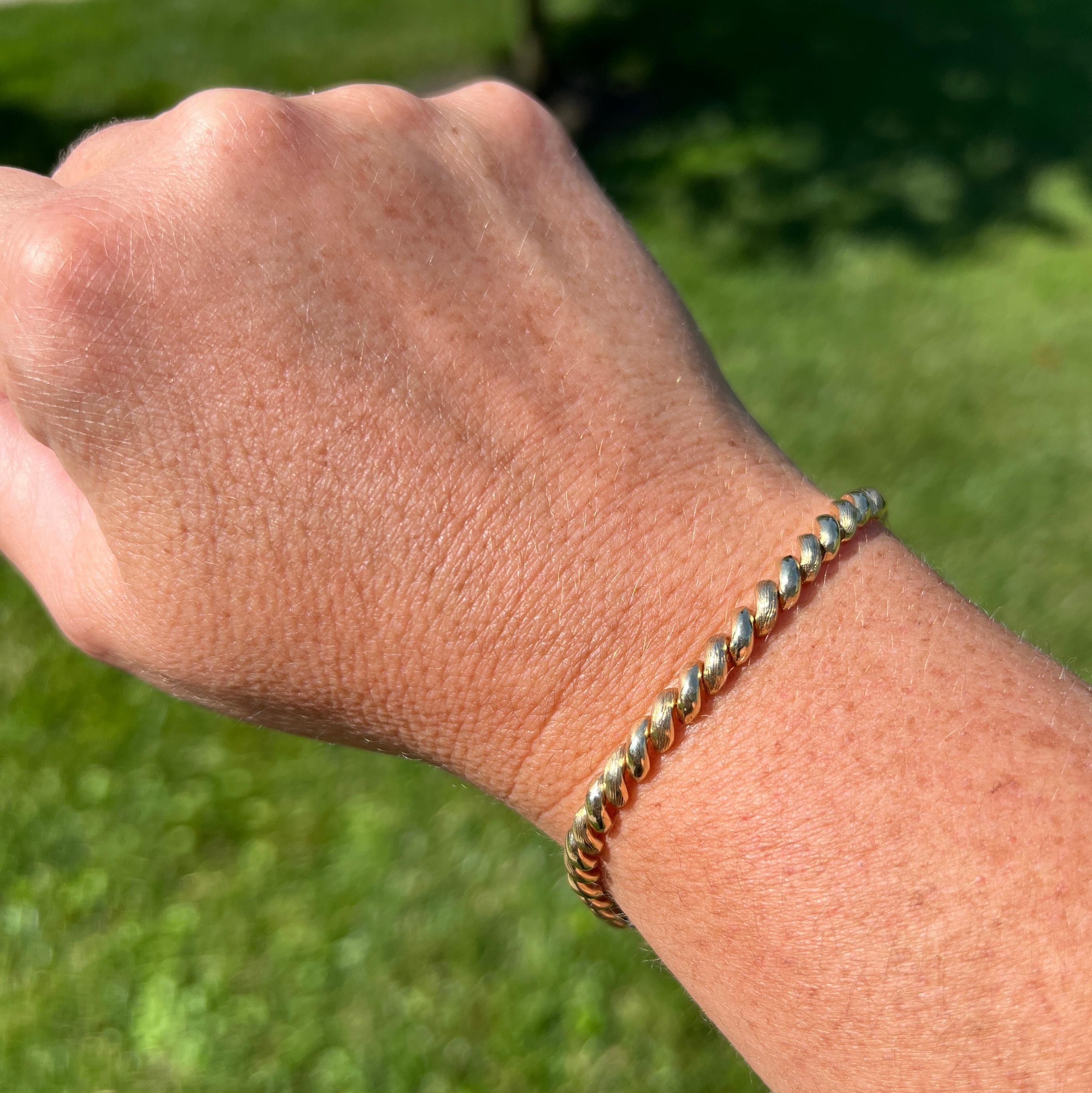 Macaroni-Armband aus 14 Karat Gelbgold im Zustand „Gut“ in Towson, MD