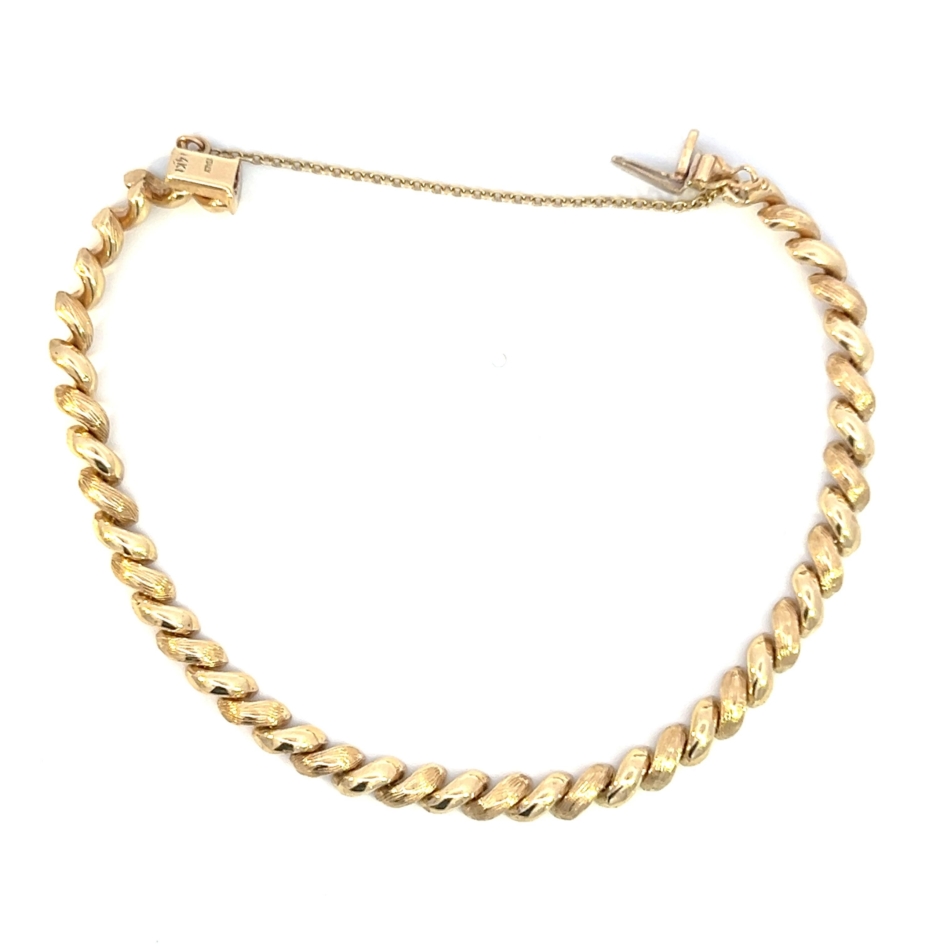 Macaroni-Armband aus 14 Karat Gelbgold für Damen oder Herren