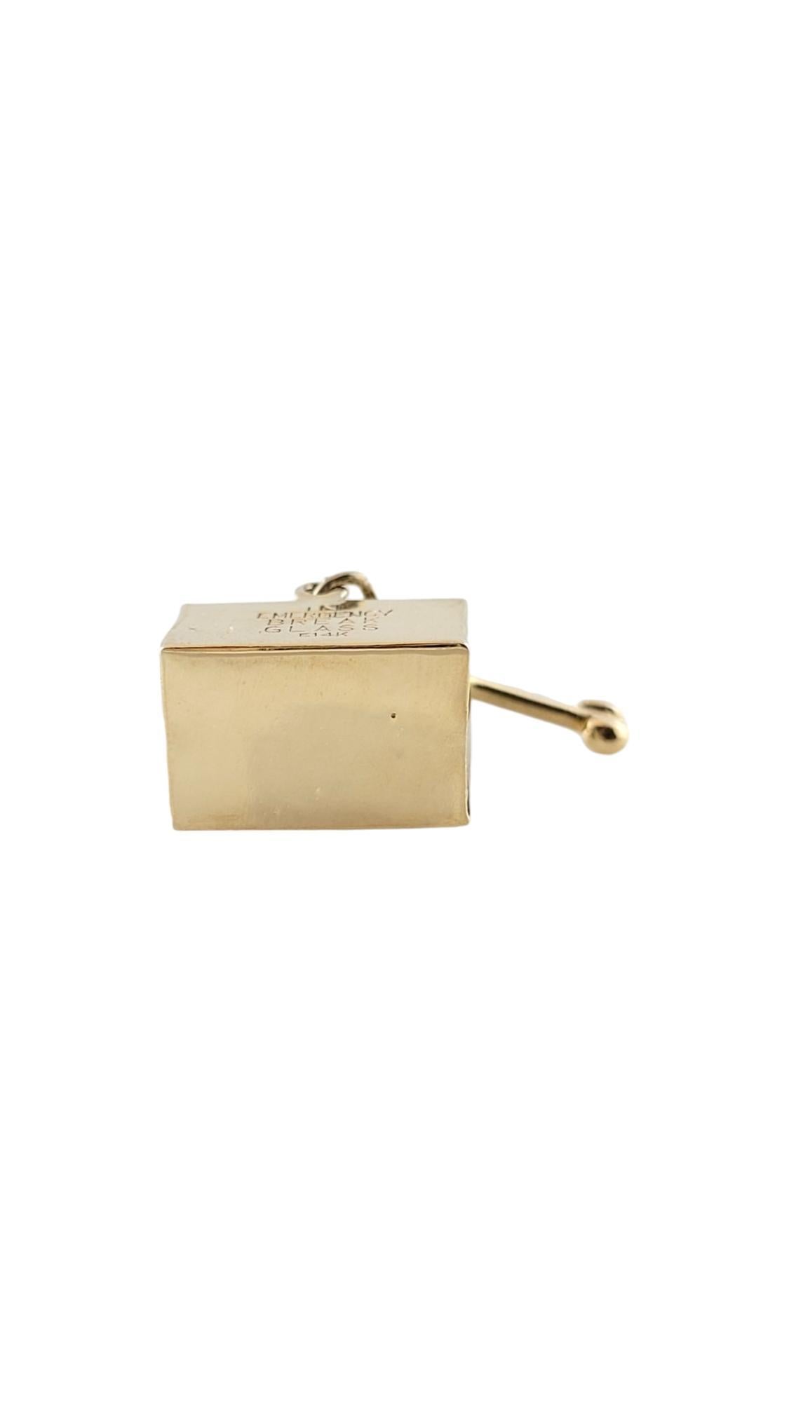 Women's 14K Yellow Gold Mad Money Box Break Glass Charm #16773 For Sale