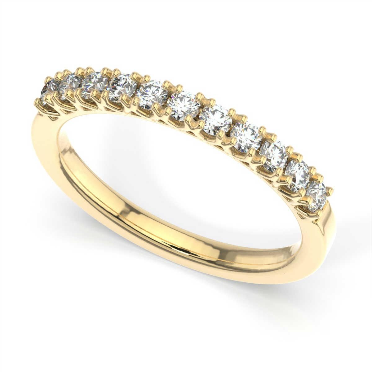 Round Cut 14K Yellow Gold Mae Crown Diamond Ring '1/2 Ct. tw' For Sale