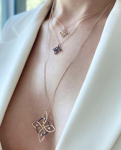 14K Yellow Gold Magnific Magic Knot Necklace with Diamonds