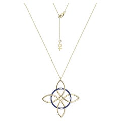 Magnifique collier à nœud magique en or jaune 14 carats avec diamants