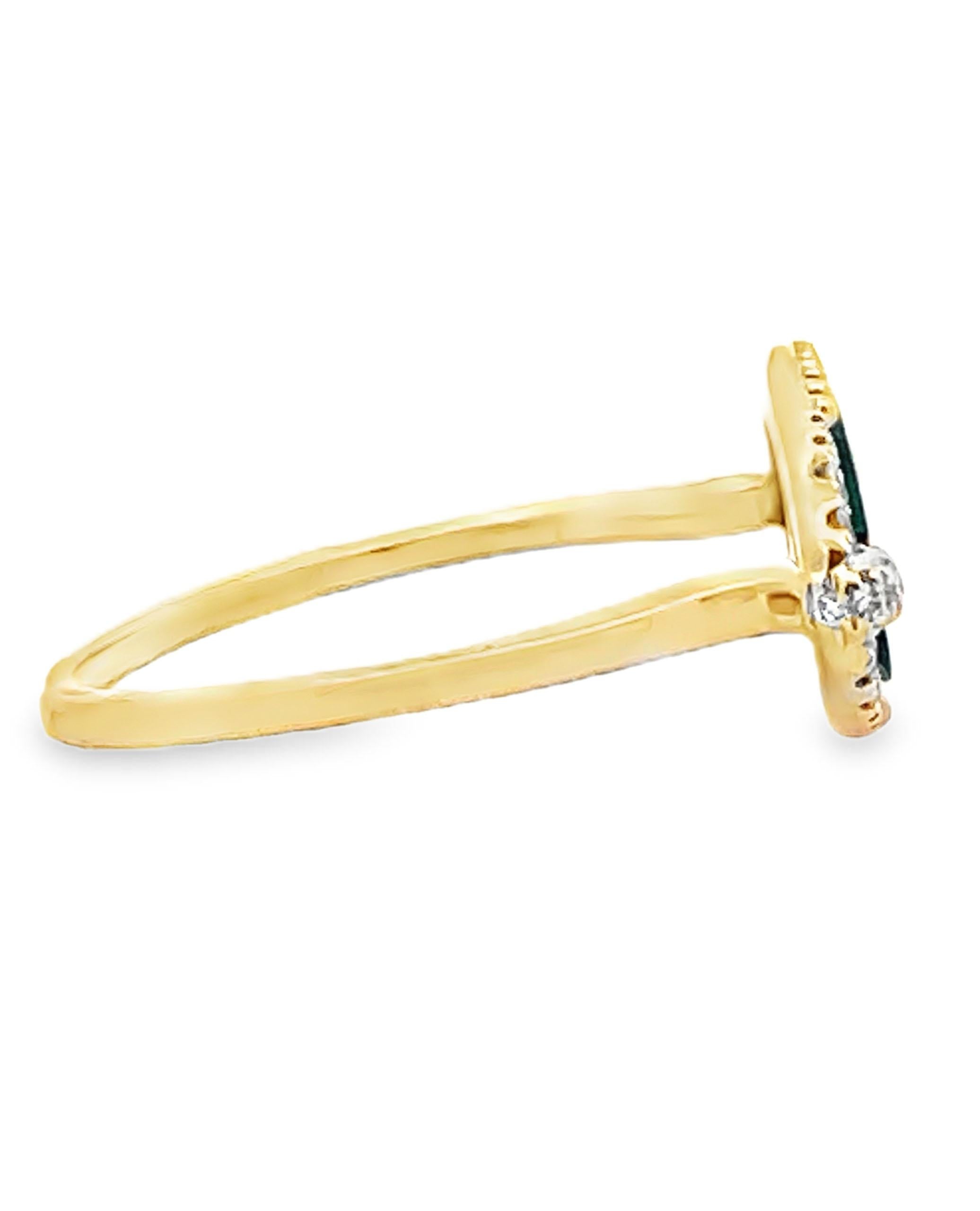 Bague en or jaune 14K Malachite 1.87 carats et diamants ronds 0.09 carats Neuf - En vente à Old Tappan, NJ
