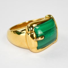 Anello di malachite in oro giallo 14K 5,6g
