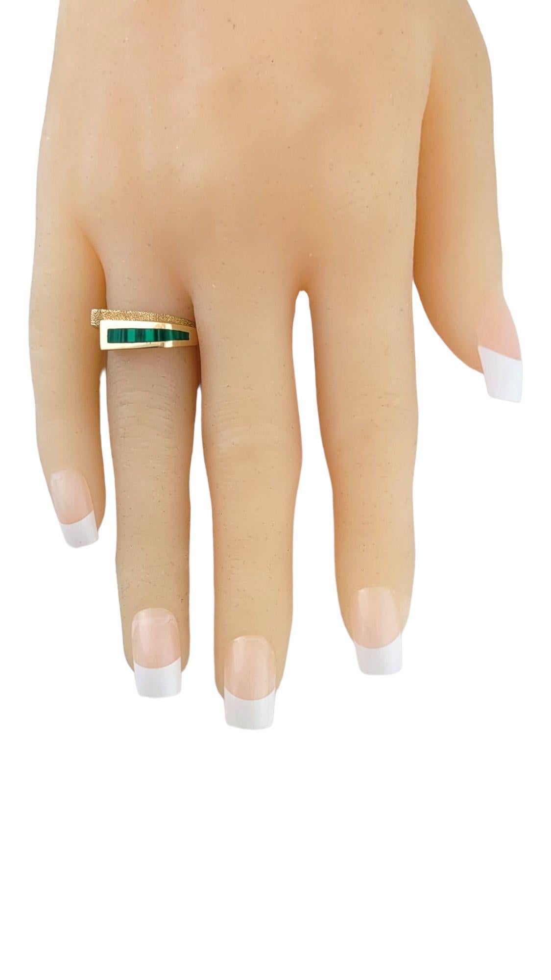 14K Yellow Gold Malachite Taxco Ring Size 6.75 #14987 For Sale 1