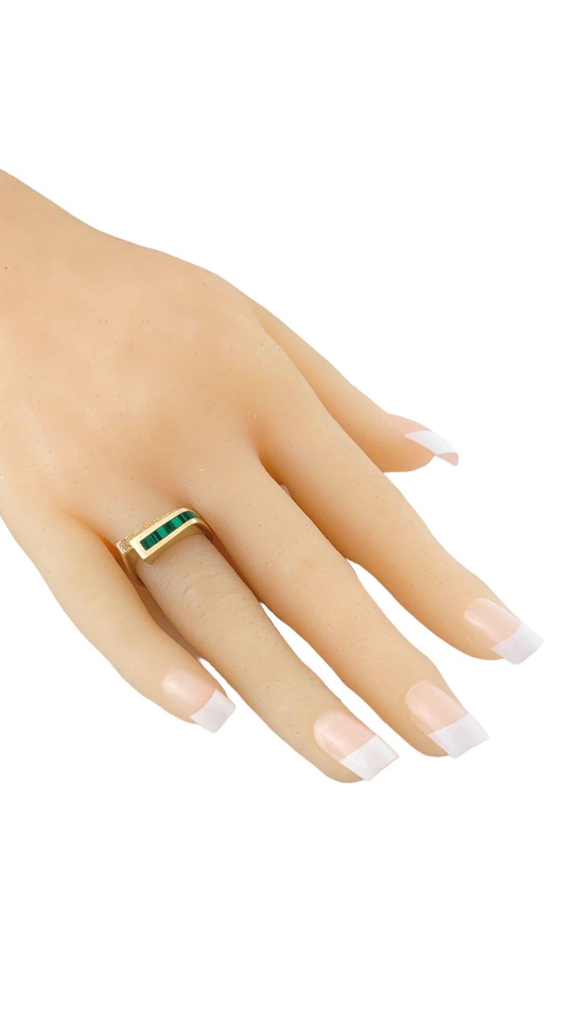 14K Yellow Gold Malachite Taxco Ring Size 6.75 #14987 2