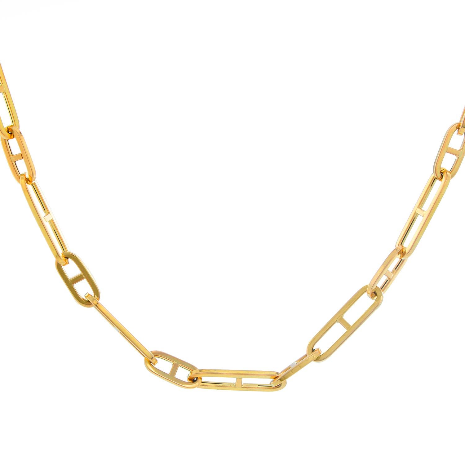 14 Karat Yellow Gold Mariner Link with Bar Chain Necklace In New Condition In Dallas, TX