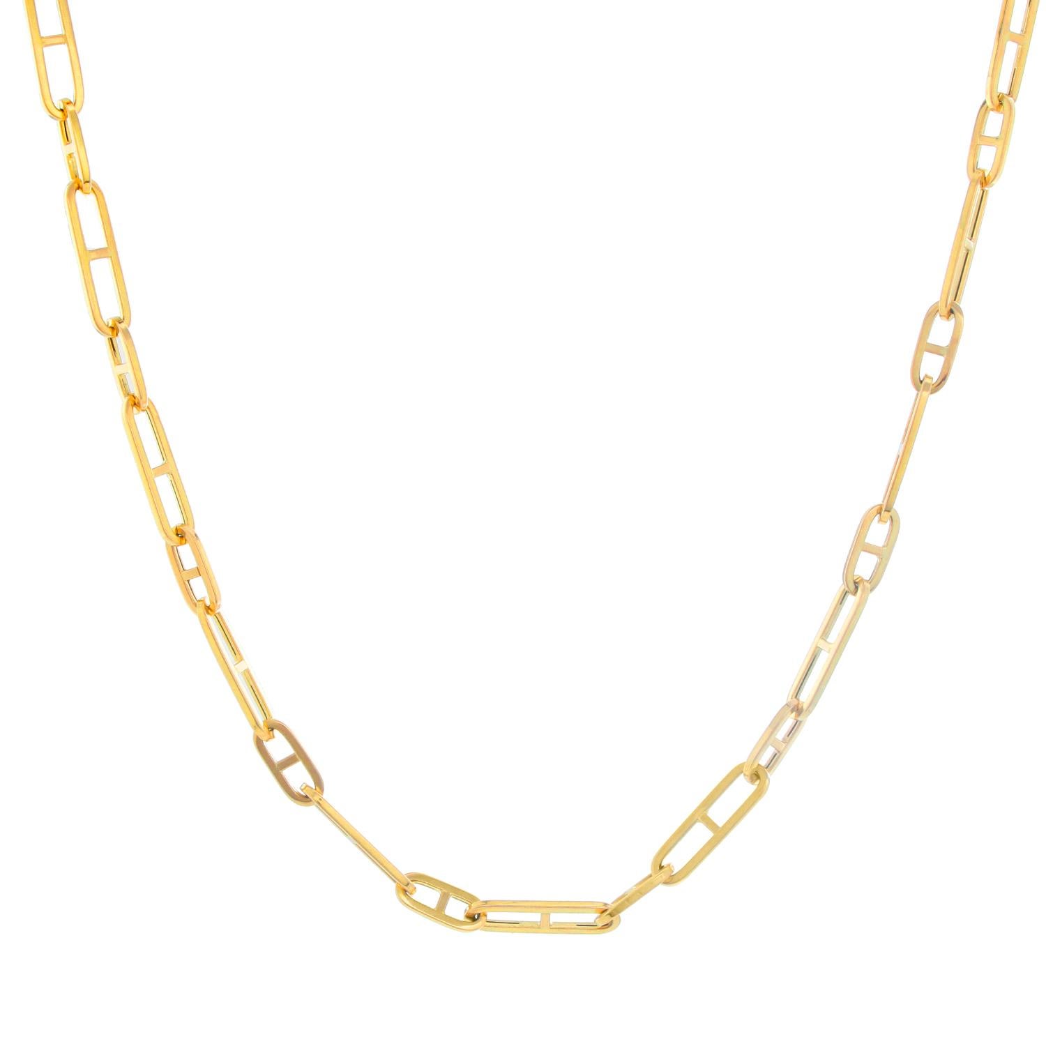 Women's or Men's 14 Karat Yellow Gold Mariner Link with Bar Chain Necklace