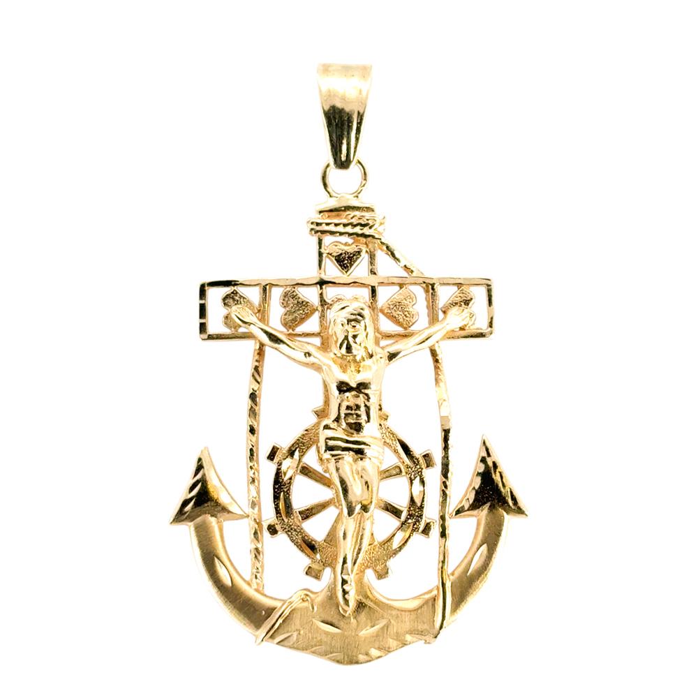 Pendentif en or jaune 14k Mariners Cross Anchor en vente 4