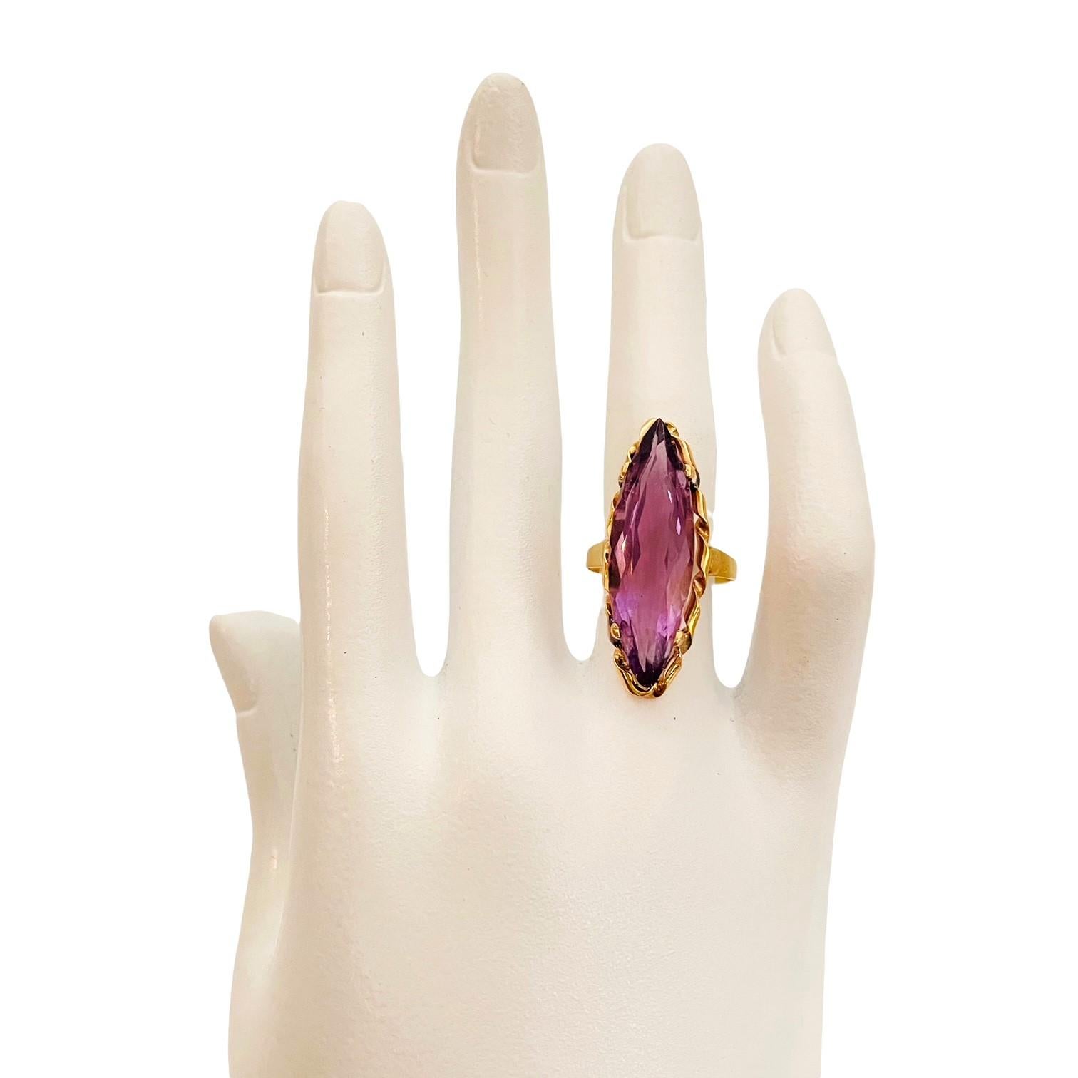 14k Yellow Gold Marquis Cut Amethyst Ring with Appraisal 4