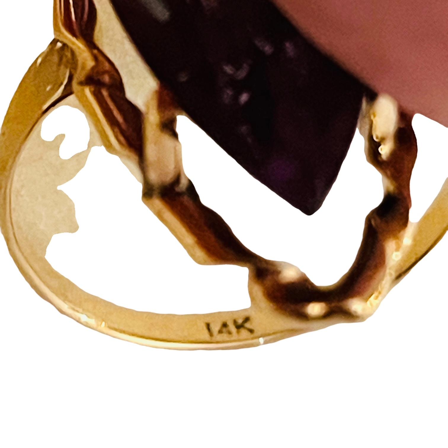 14k Yellow Gold Marquis Cut Amethyst Ring with Appraisal 3