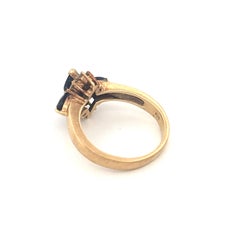 14K Yellow Gold Marquise Sapphire and Diamond Ring