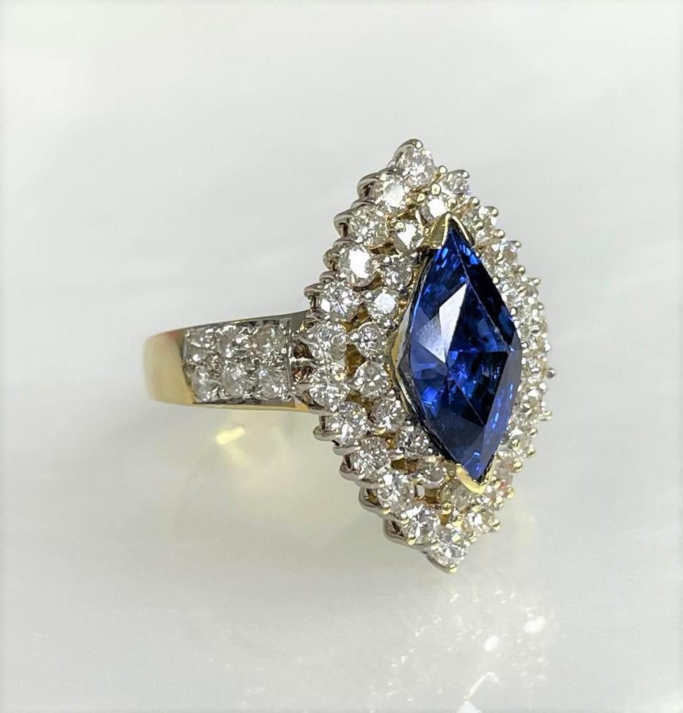 marquise cut blue sapphire ring
