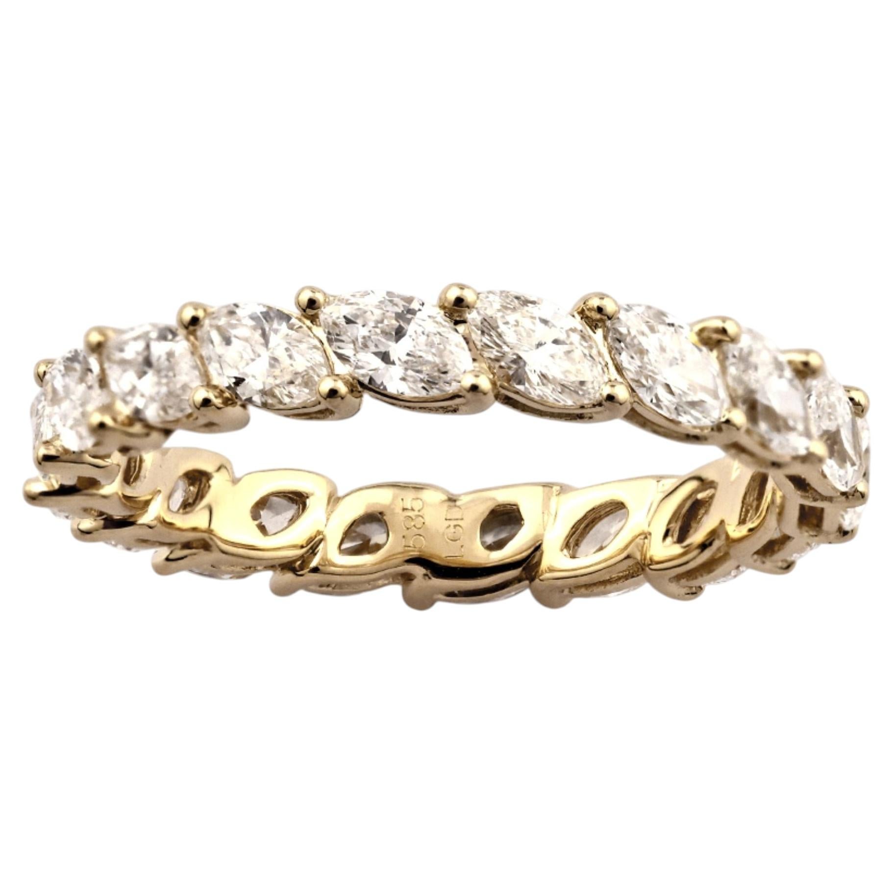 14K Yellow Gold Marquise Cut Diamond Eternity Ring