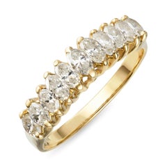 14k Yellow Gold Marquise Cut Diamond Half Eternity Band Ring