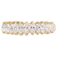 14k Yellow Gold Marquise Cut Diamond Half Eternity Band Ring