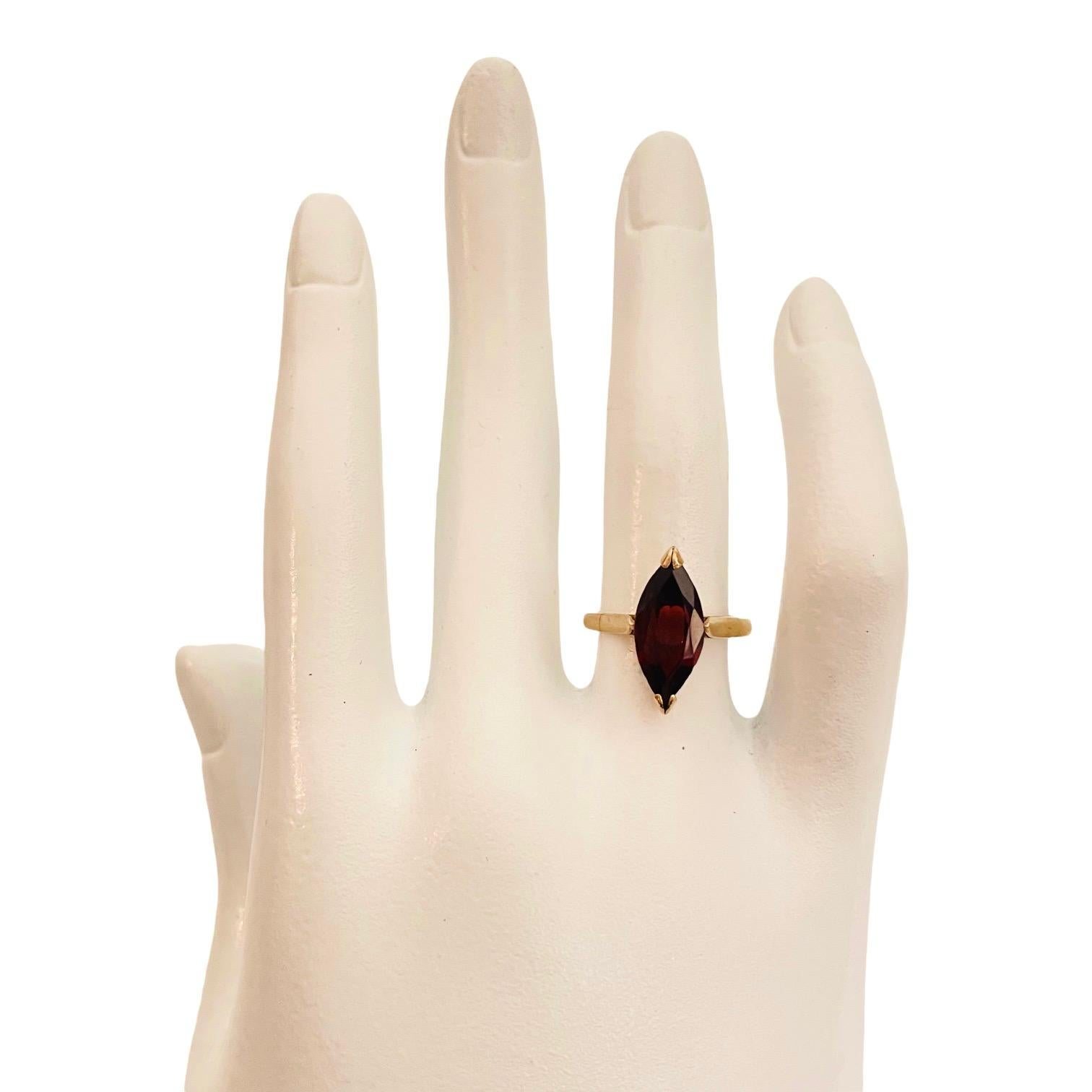 14K Yellow Gold Marquise Cut Garnet Ring with Appraisal 4